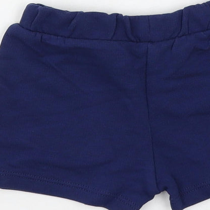 Marks and Spencer Baby Blue Cotton Cropped Trousers Size 0-3 Months Drawstring