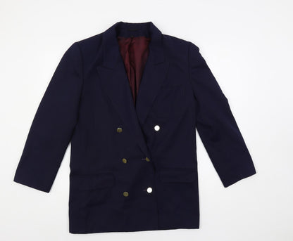 Admyra Womens Blue Jacket Blazer Size 10 Button