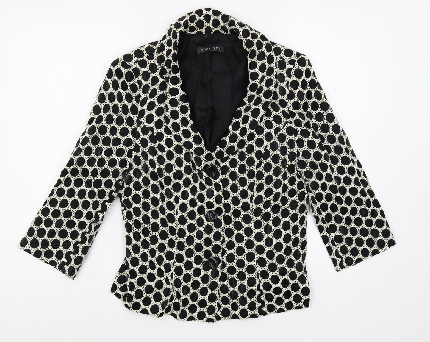Alex & Co. Womens Black Polka Dot Jacket Blazer Size 10 Button