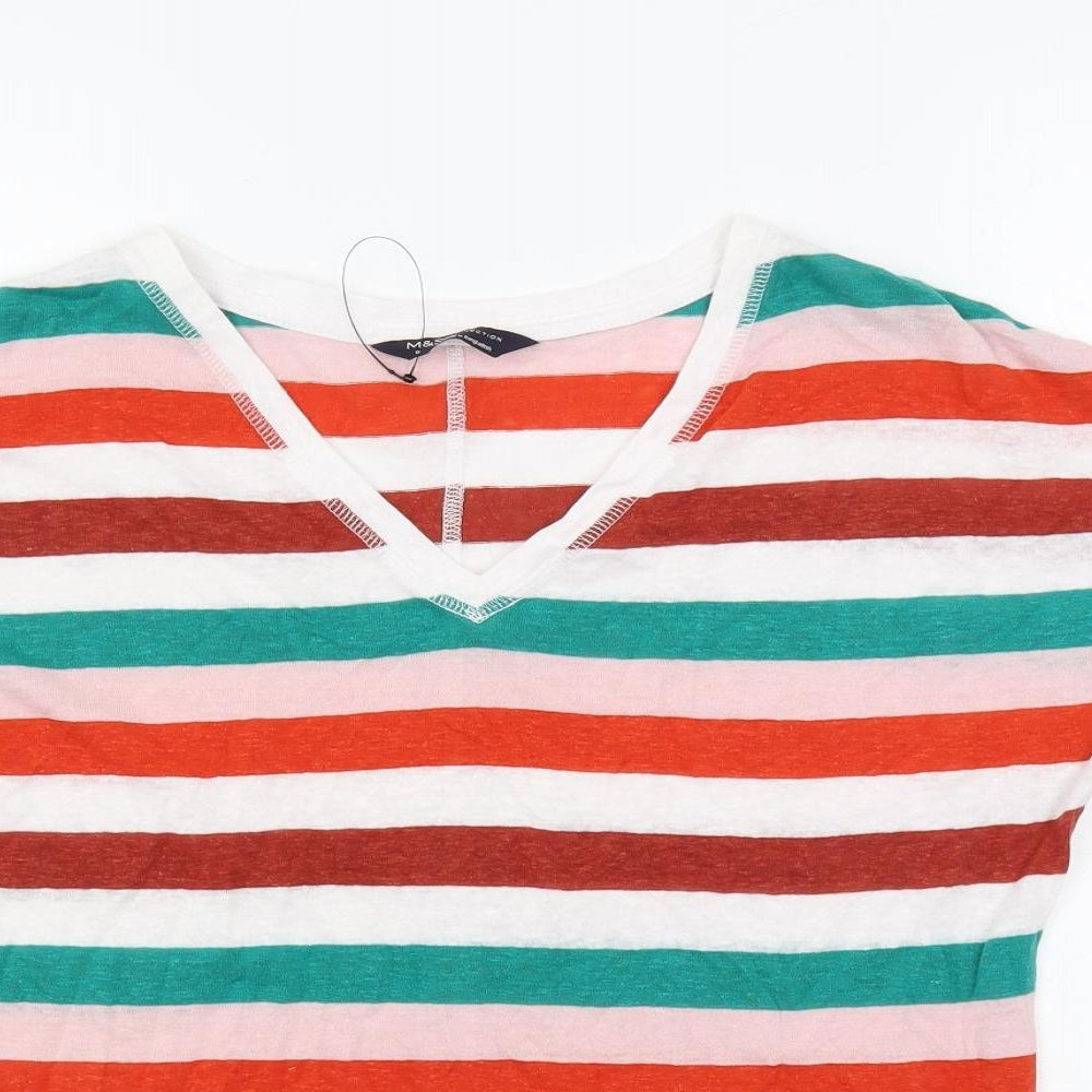 Womens UK Size 8 Marks and Spencer Multicoloured Basic T-Shirt