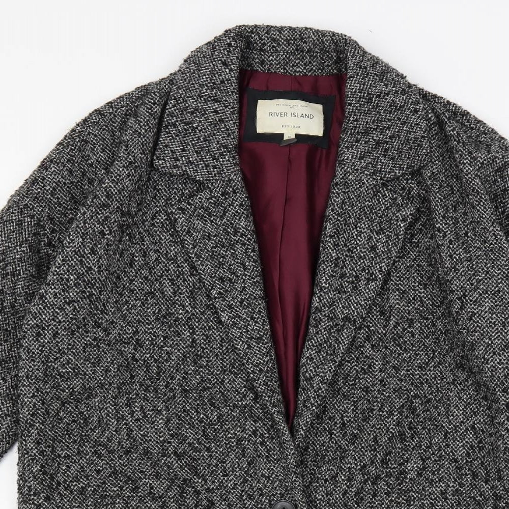 River Island Womens Grey Overcoat Coat Size 8 Button