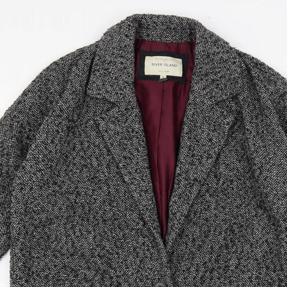 River Island Womens Grey Overcoat Coat Size 8 Button