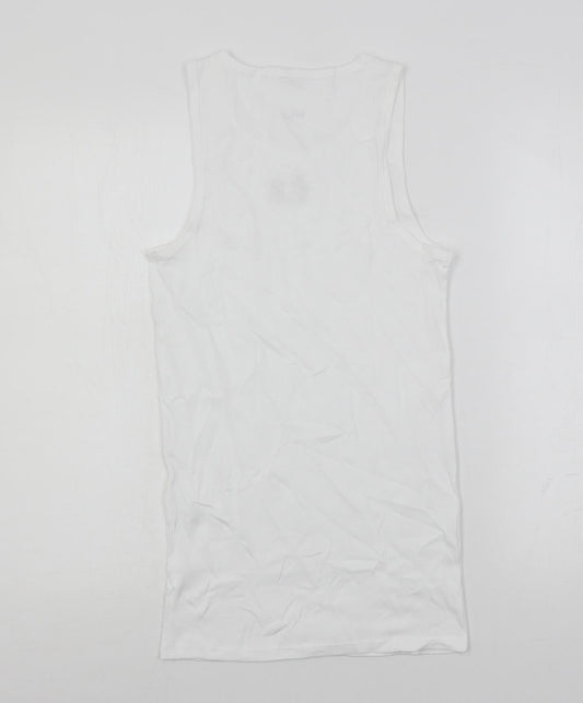 Marks and Spencer Mens White Cotton T-Shirt Size S Round Neck