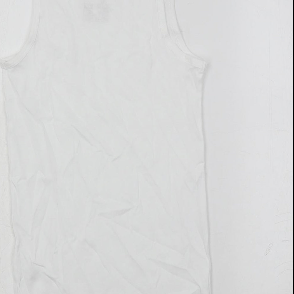 Marks and Spencer Mens White Cotton T-Shirt Size S Round Neck