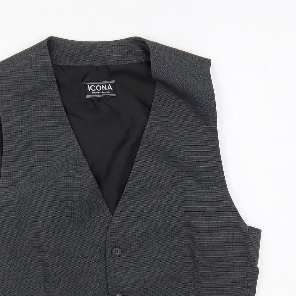 Icona Mens Grey Polyester Jacket Suit Waistcoat Size 38 Regular