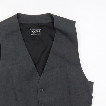 Icona Mens Grey Polyester Jacket Suit Waistcoat Size 38 Regular
