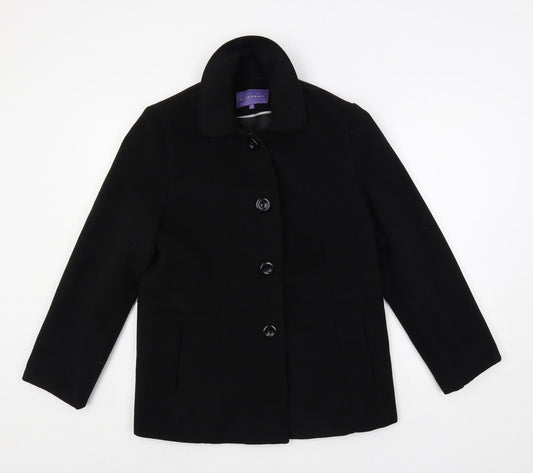 Autonomy Womens Black Pea Coat Coat Size 12 Button