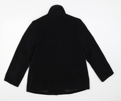 Autonomy Womens Black Pea Coat Coat Size 12 Button