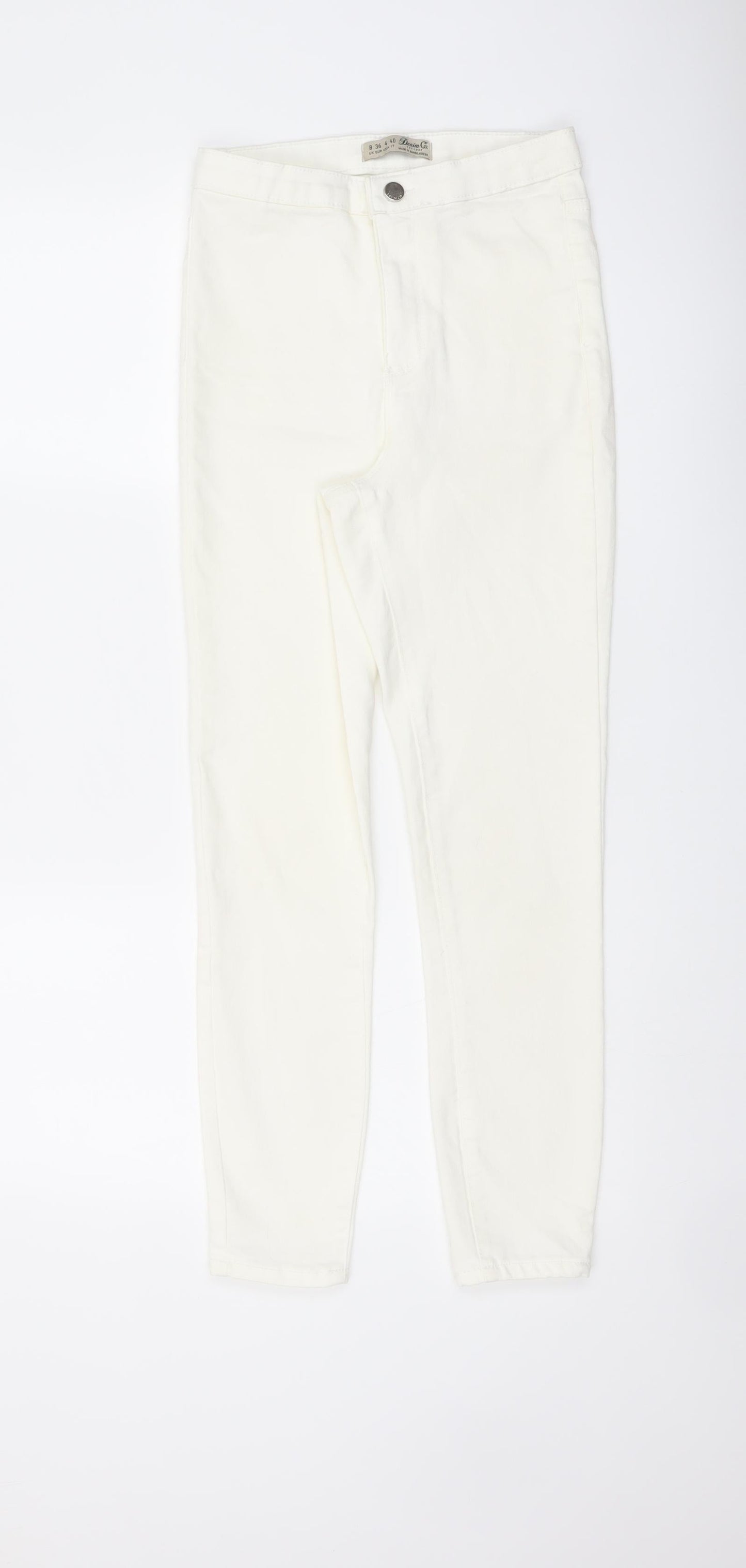 Denim & Co. Womens Ivory Cotton Skinny Jeans Size 8 L25 in Regular Button