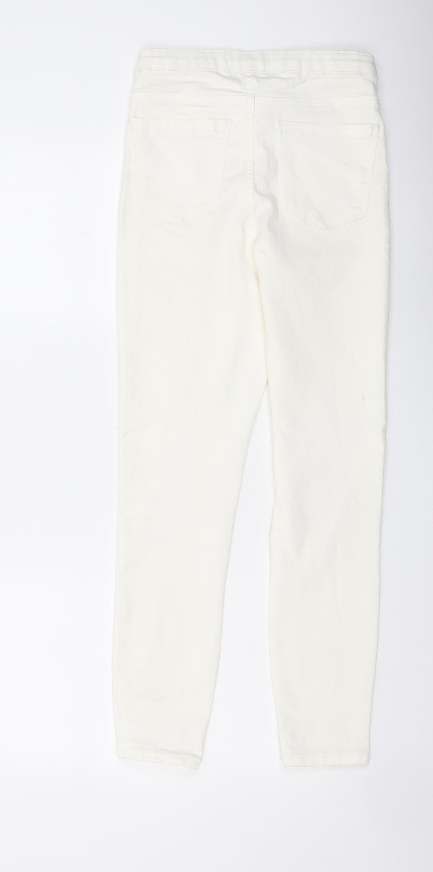 Denim & Co. Womens Ivory Cotton Skinny Jeans Size 8 L25 in Regular Button