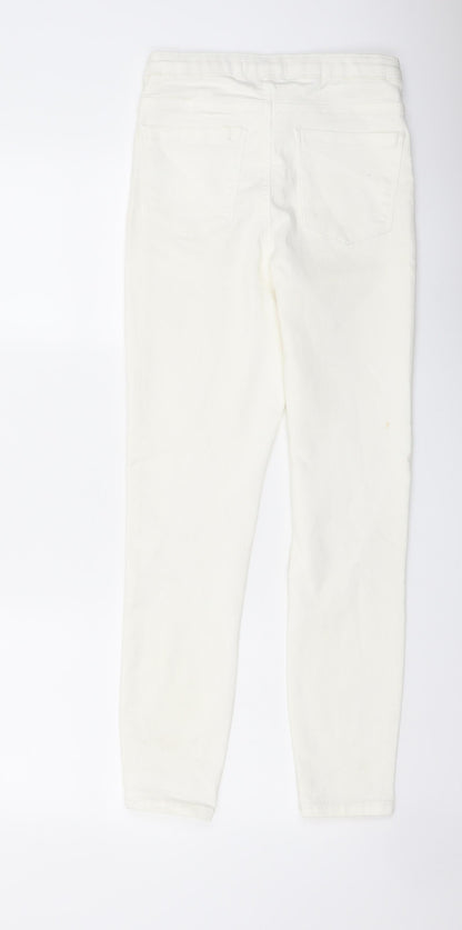 Denim & Co. Womens Ivory Cotton Skinny Jeans Size 8 L25 in Regular Button