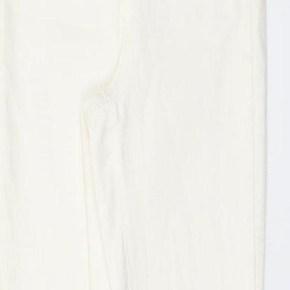 Denim & Co. Womens Ivory Cotton Skinny Jeans Size 8 L25 in Regular Button
