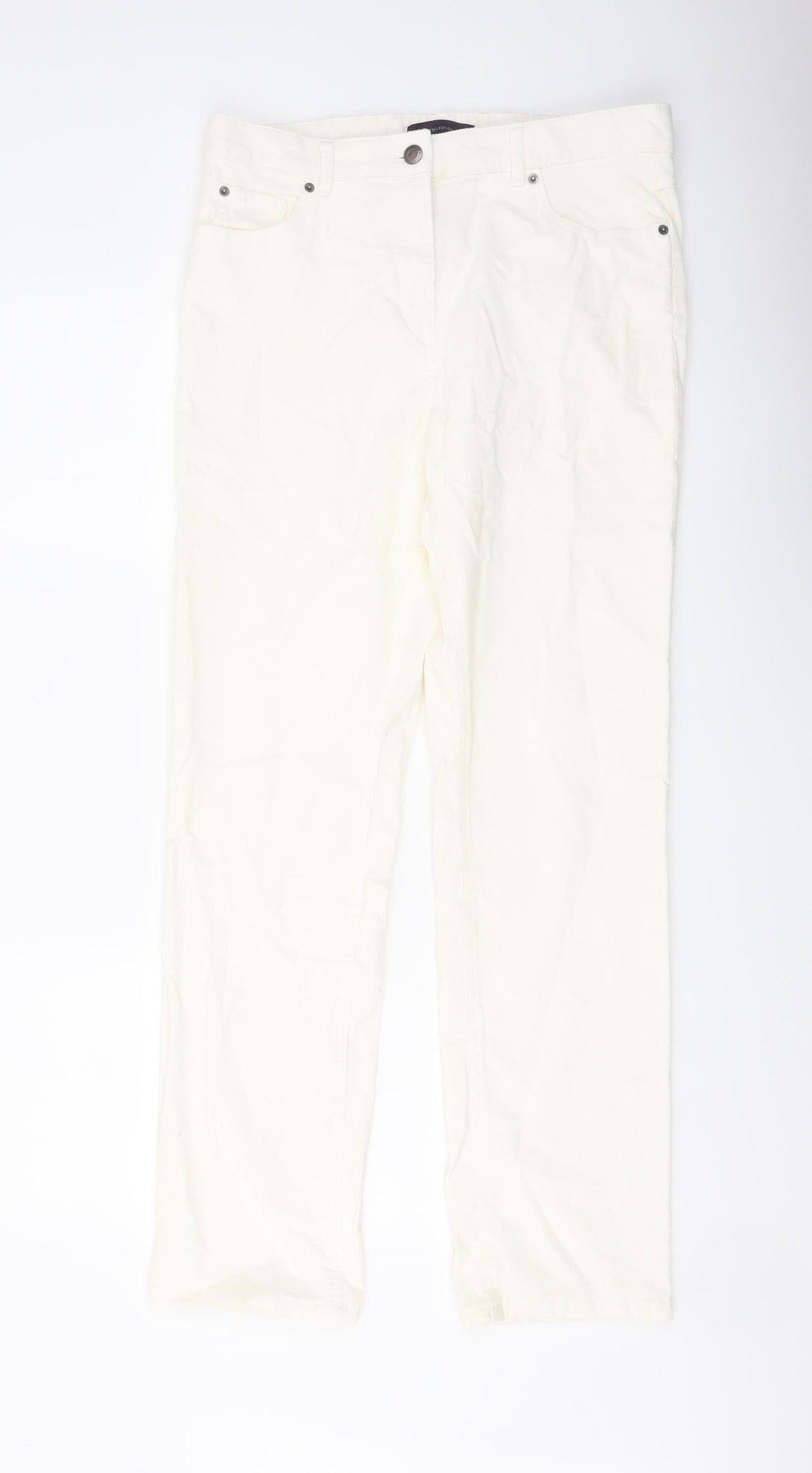 Womens UK Size 12 Marks and Spencer Regular Fit  Ivory Trousers