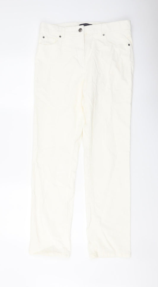 Womens UK Size 12 Marks and Spencer Regular Fit  Ivory Trousers