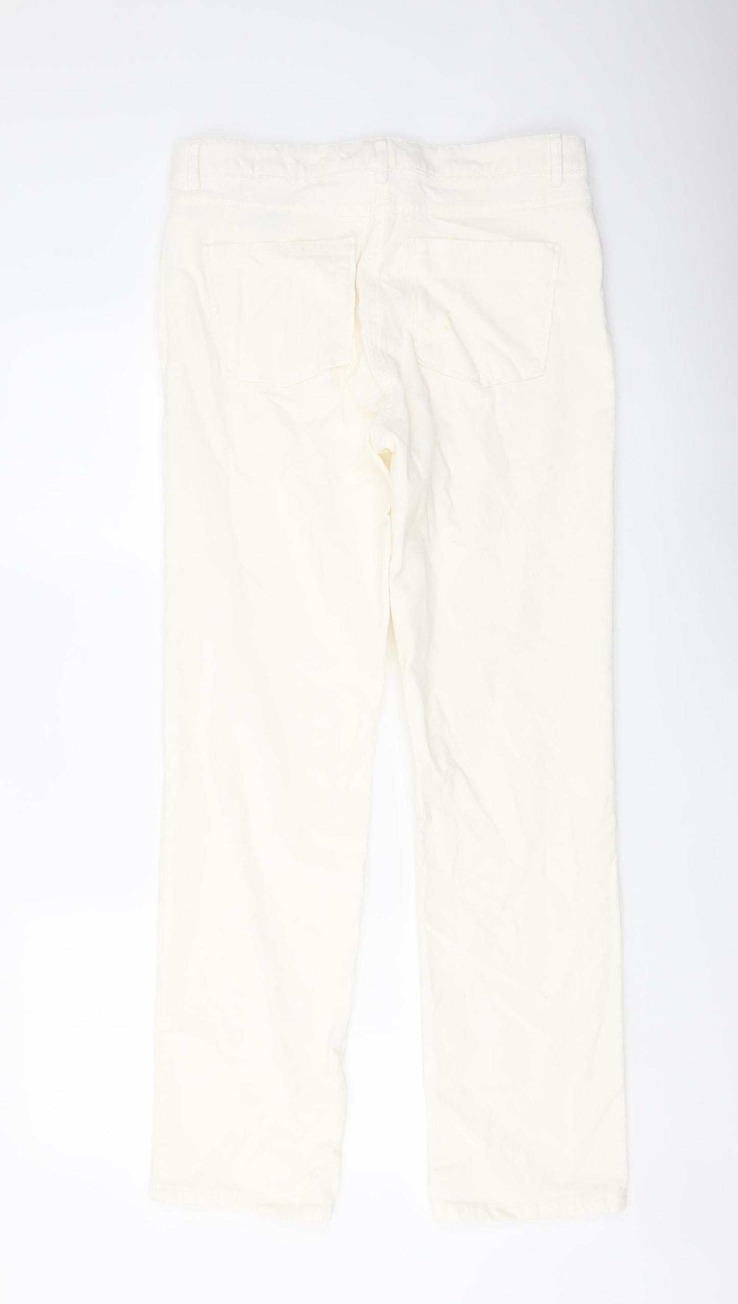 Womens UK Size 12 Marks and Spencer Regular Fit  Ivory Trousers
