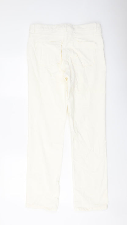 Womens UK Size 12 Marks and Spencer Regular Fit  Ivory Trousers