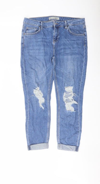 Topshop Womens Blue Cotton Mom Jeans Size 30 in L26 in Regular Button