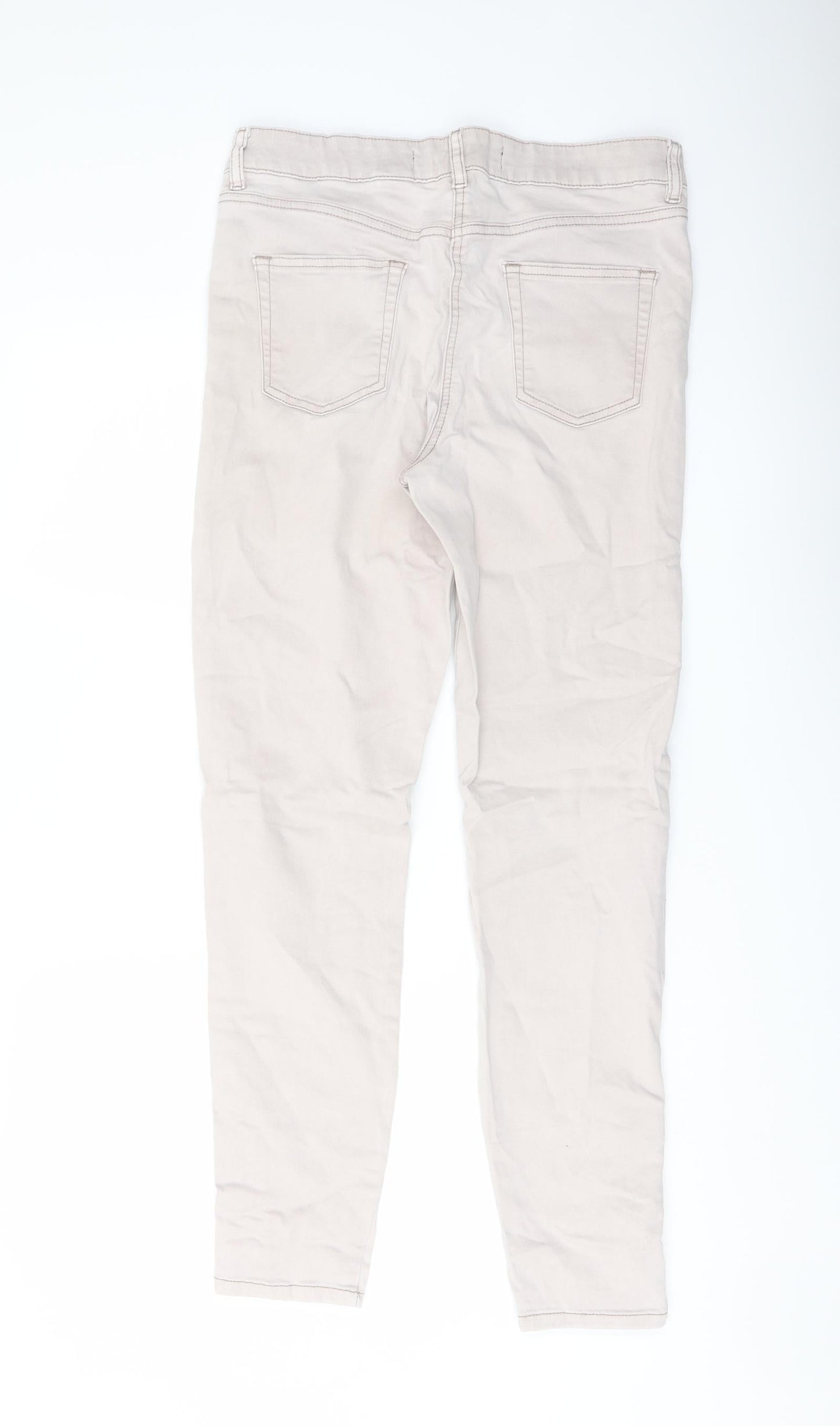 NEXT Womens Grey Cotton Straight Jeans Size 14 L30 in Regular Button