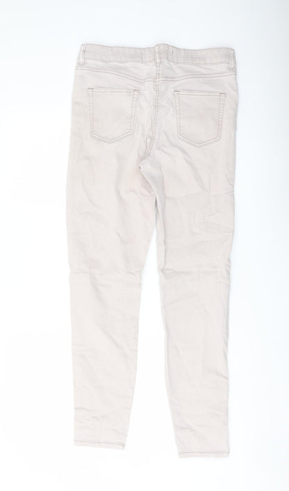 NEXT Womens Grey Cotton Straight Jeans Size 14 L30 in Regular Button