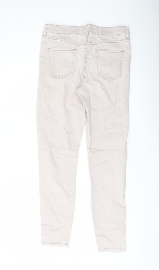 NEXT Womens Grey Cotton Straight Jeans Size 14 L30 in Regular Button