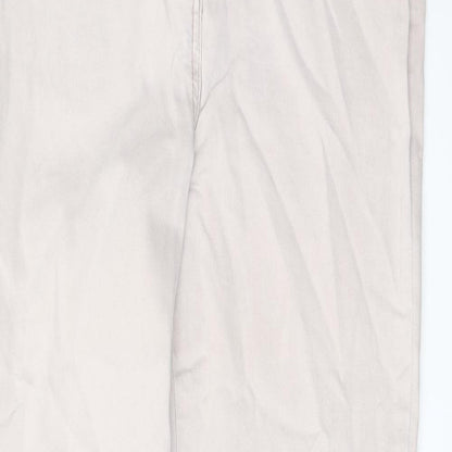 NEXT Womens Grey Cotton Straight Jeans Size 14 L30 in Regular Button