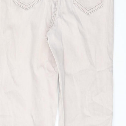 NEXT Womens Grey Cotton Straight Jeans Size 14 L30 in Regular Button