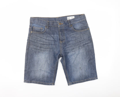 Denim & Co. Mens Blue Cotton Bermuda Shorts Size 30 in L10 in Regular Button