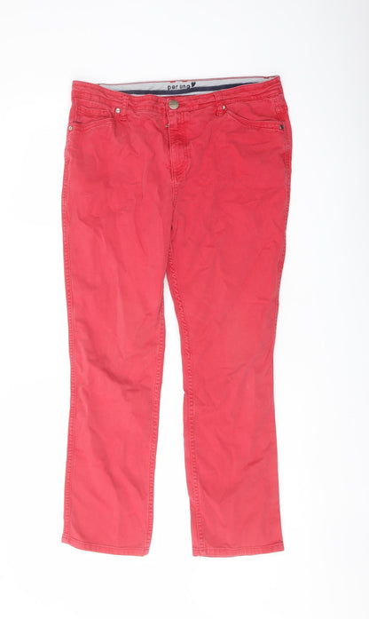 Per Una Womens Red Cotton Straight Jeans Size 30 in L26 in Regular Button