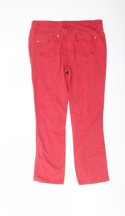 Per Una Womens Red Cotton Straight Jeans Size 30 in L26 in Regular Button