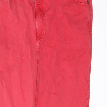 Per Una Womens Red Cotton Straight Jeans Size 30 in L26 in Regular Button