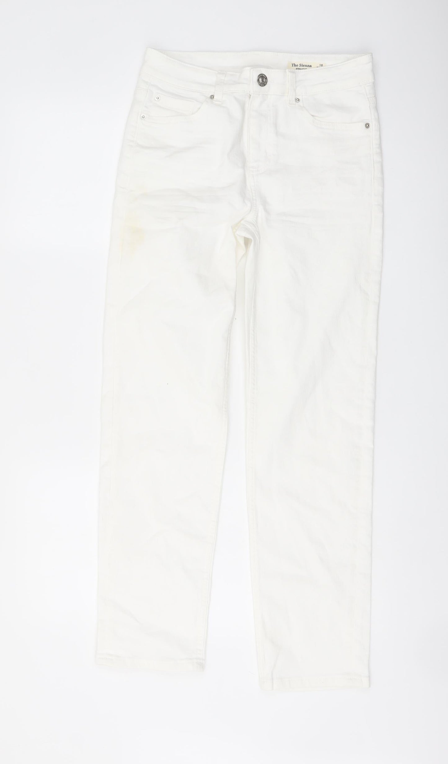 Womens UK Size 10 Marks and Spencer Regular Fit Straight Ivory Jeans