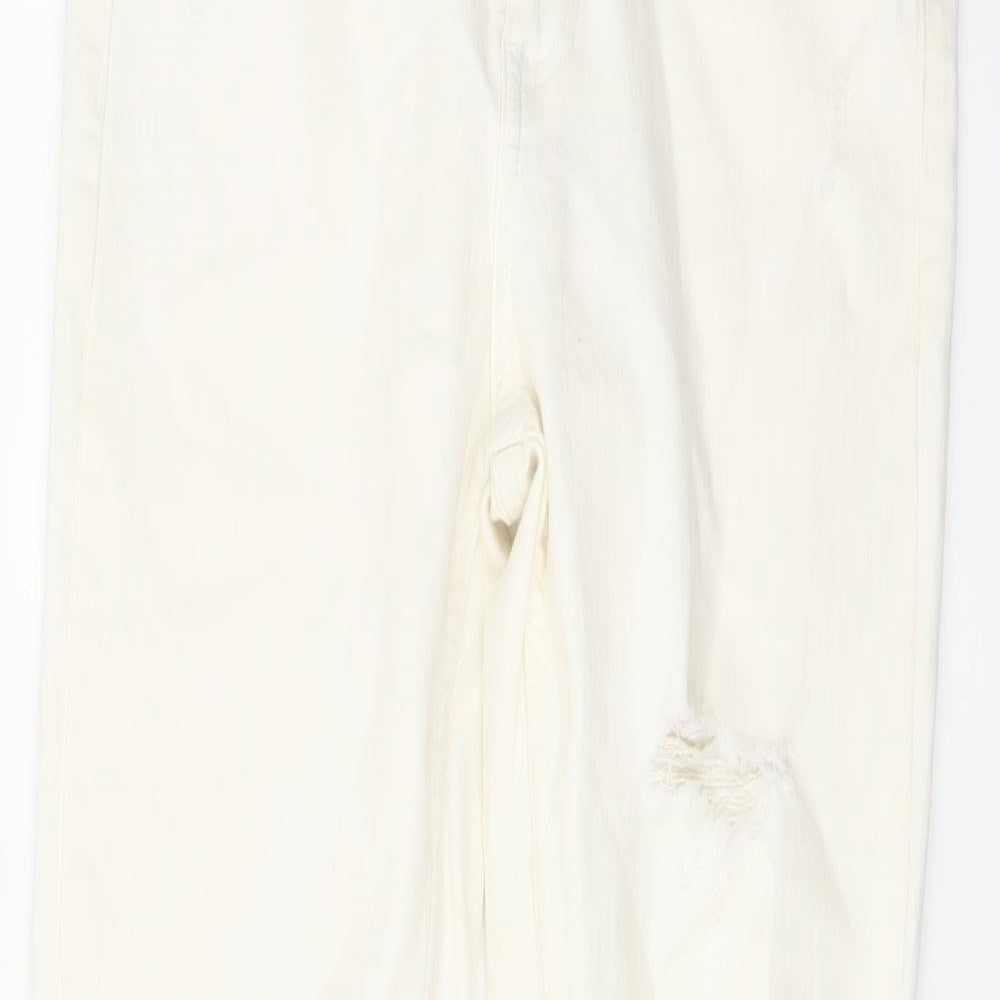 Denim & Co. Womens Ivory Cotton Skinny Jeans Size 12 L28 in Regular Button