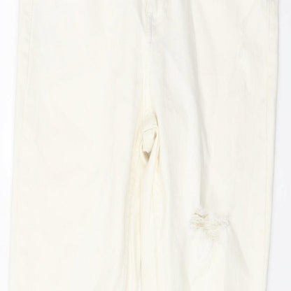 Denim & Co. Womens Ivory Cotton Skinny Jeans Size 12 L28 in Regular Button