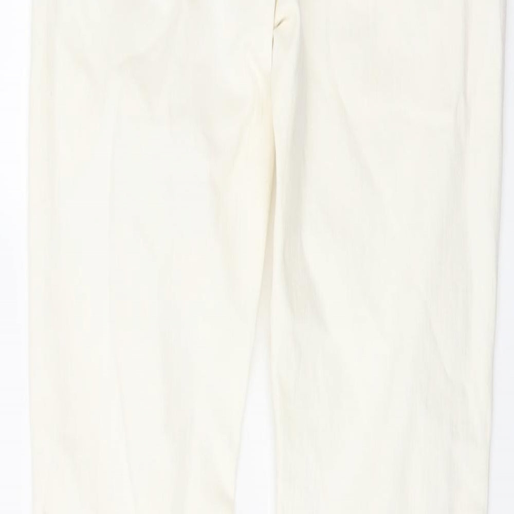 Denim & Co. Womens Ivory Cotton Skinny Jeans Size 12 L28 in Regular Button