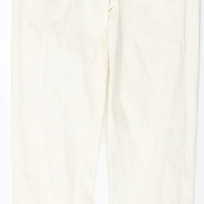 Denim & Co. Womens Ivory Cotton Skinny Jeans Size 12 L28 in Regular Button