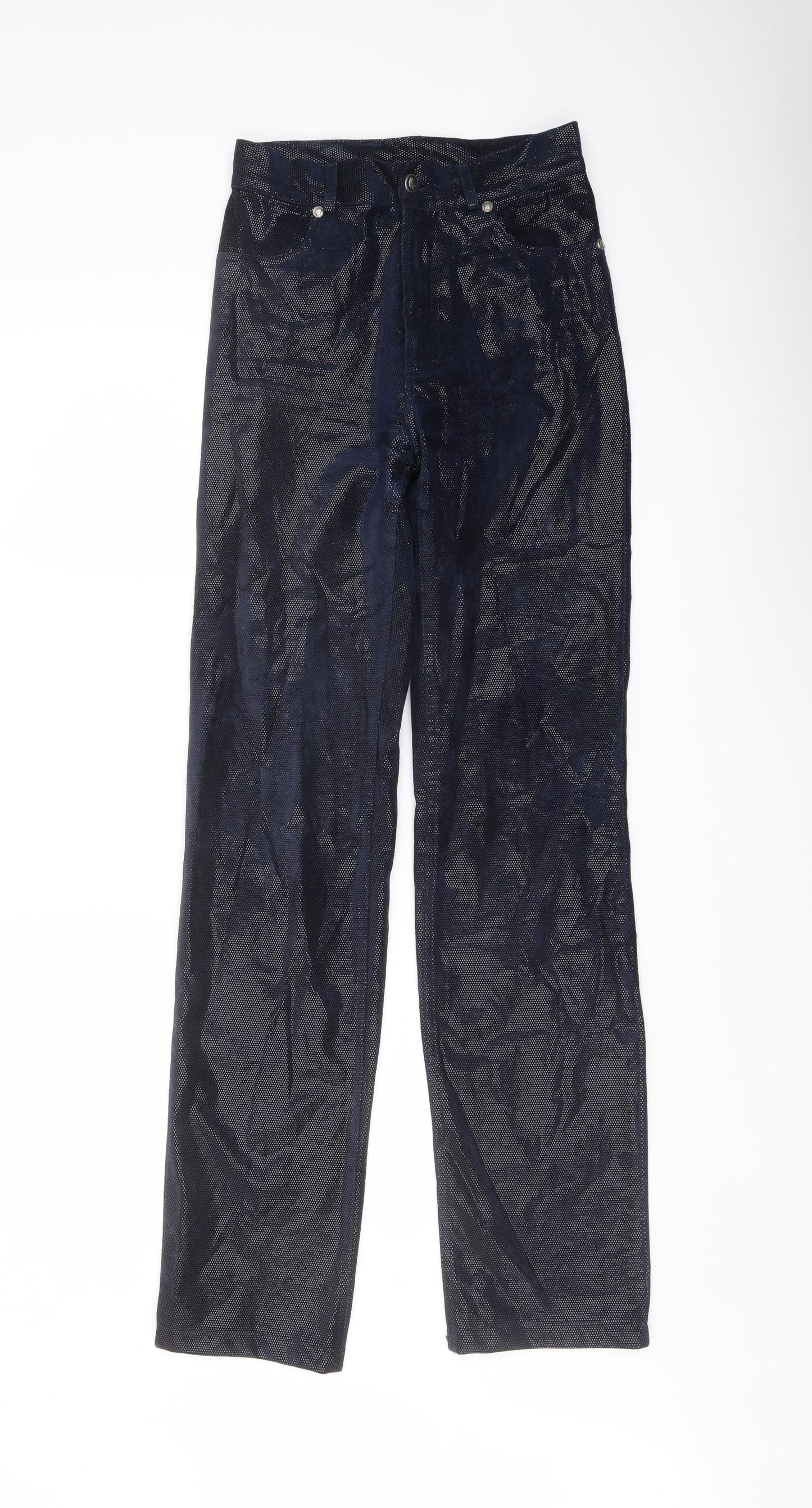 Red Apple Womens Blue Cotton Trousers Size 28 in L32 in Regular Button