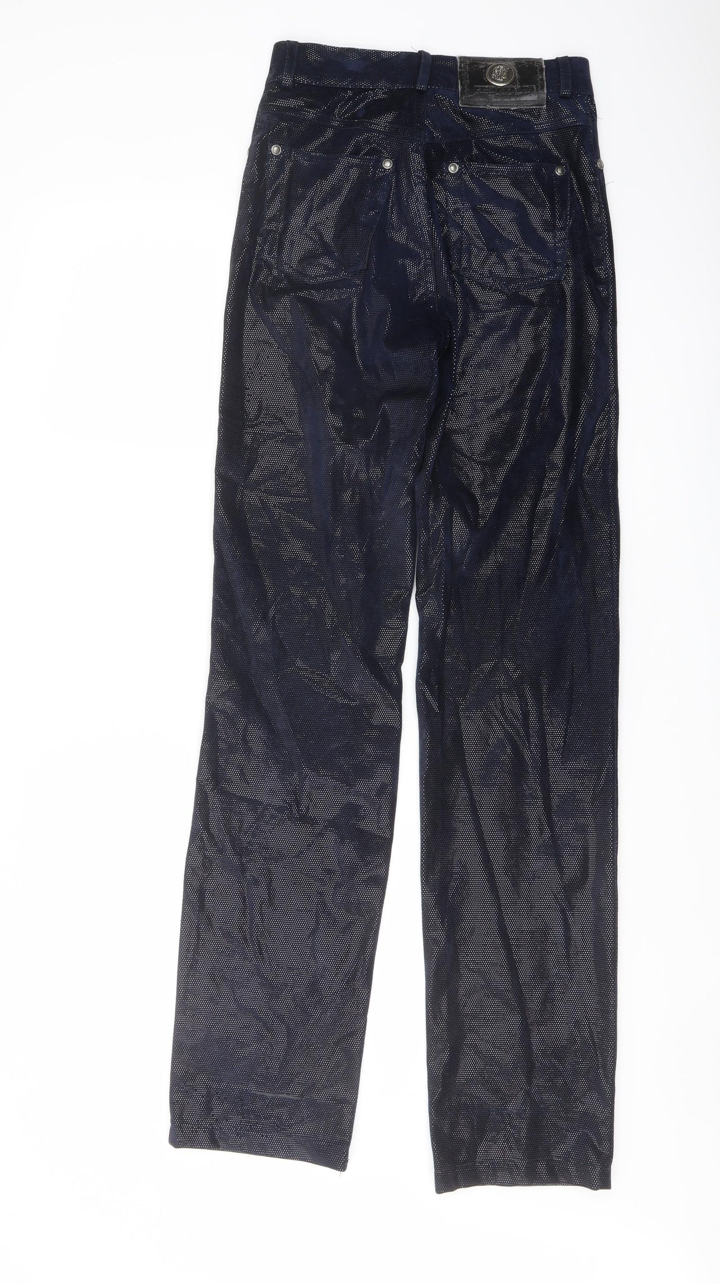 Red Apple Womens Blue Cotton Trousers Size 28 in L32 in Regular Button