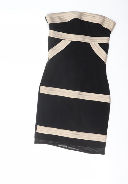 ASOS Womens Black Polyester Mini Size 6 Off the Shoulder Zip