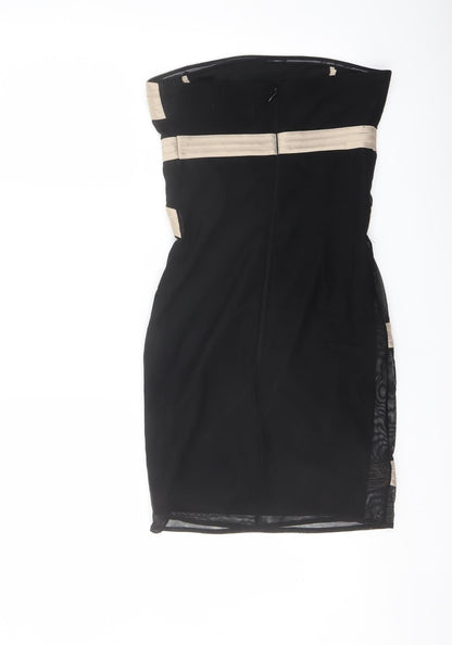 ASOS Womens Black Polyester Mini Size 6 Off the Shoulder Zip