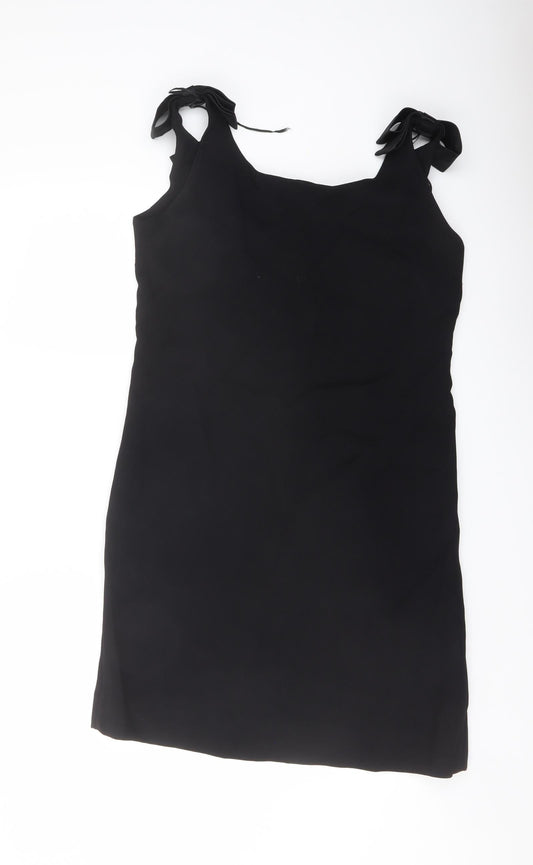 Blanes Womens Black Polyester Pencil Dress Size 16 Round Neck Zip
