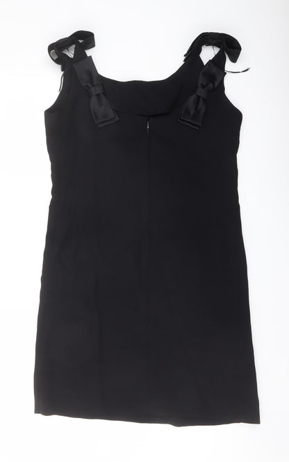 Blanes Womens Black Polyester Pencil Dress Size 16 Round Neck Zip