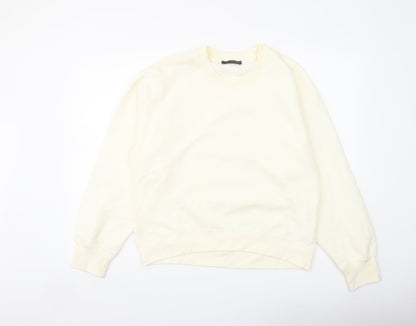 Zara Womens Ivory Polyester Pullover Sweatshirt Size L Pullover