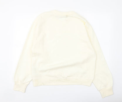 Zara Womens Ivory Polyester Pullover Sweatshirt Size L Pullover