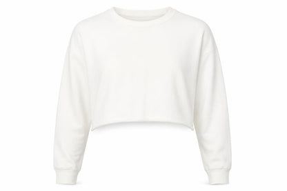 Front view of Missguided women’s white polyester pullover sweatshirt, size UK 14, pullover