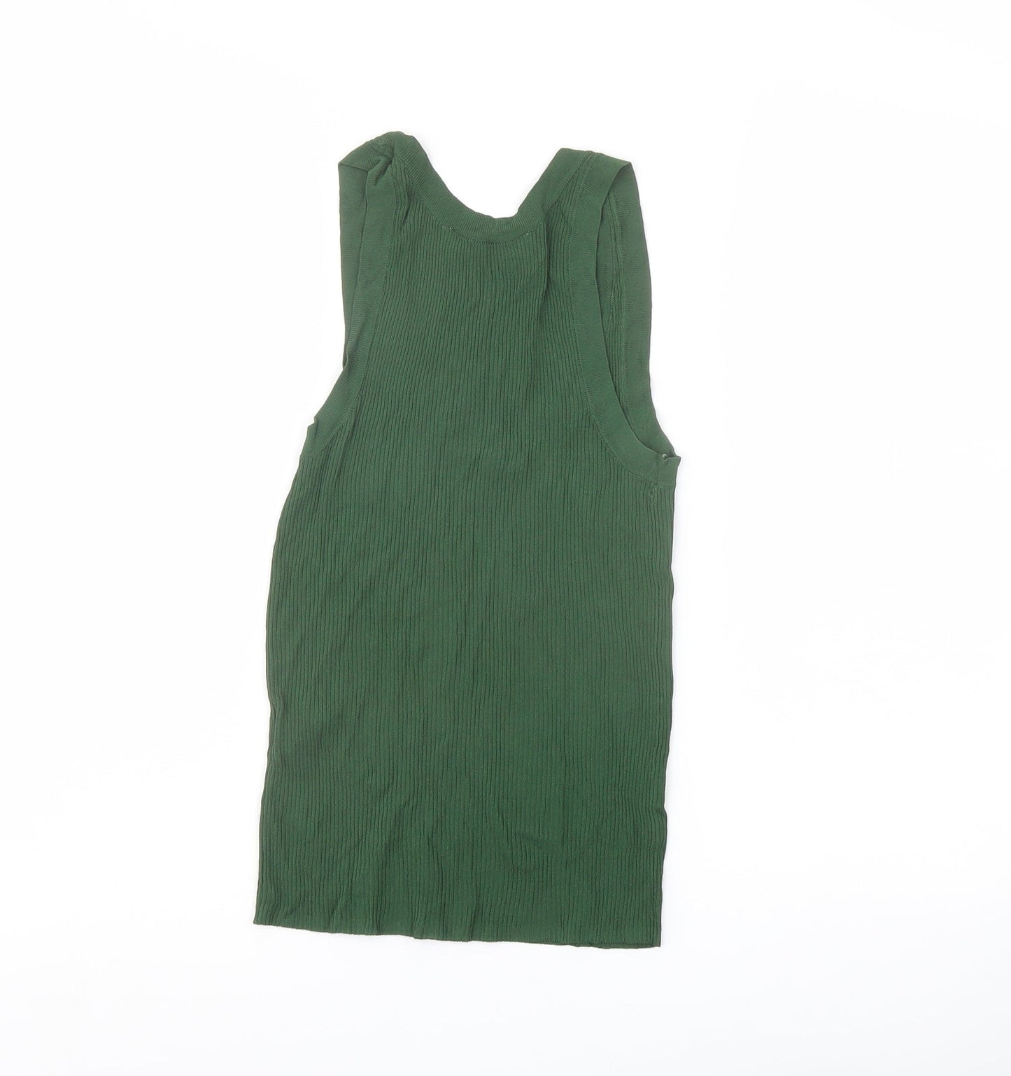 Zara Womens Green Viscose Basic Tank Size XS Scoop Neck