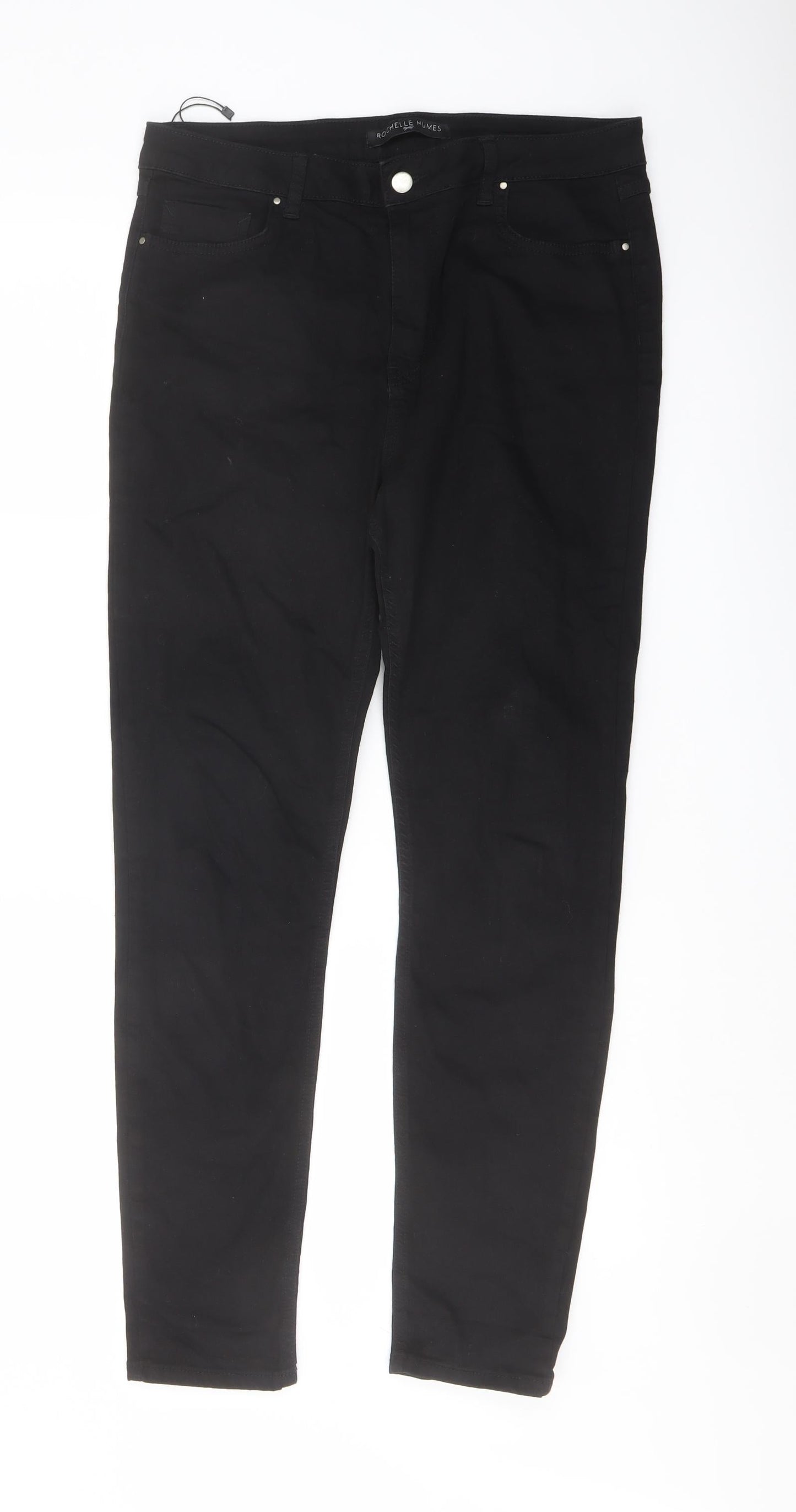 Rochelle Hukmes Womens Black Cotton Skinny Jeans Size 12 L28 in Regular Button