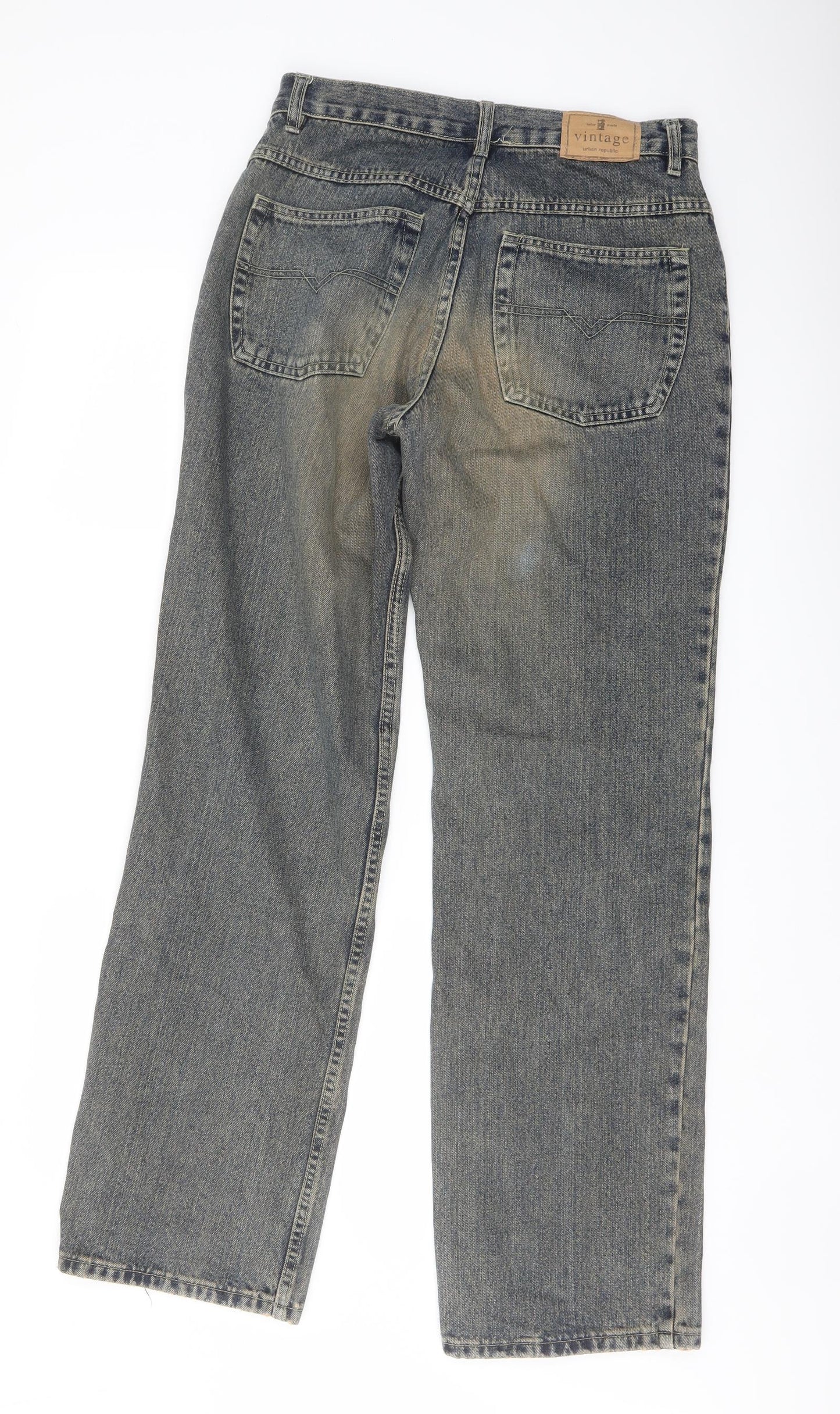 Urban Republic Mens Blue Cotton Straight Jeans Size 32 in L34 in Regular Button - Vintage