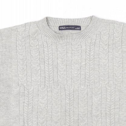 Marks and Spencer Womens Grey Round Neck Viscose Pullover Jumper Size M