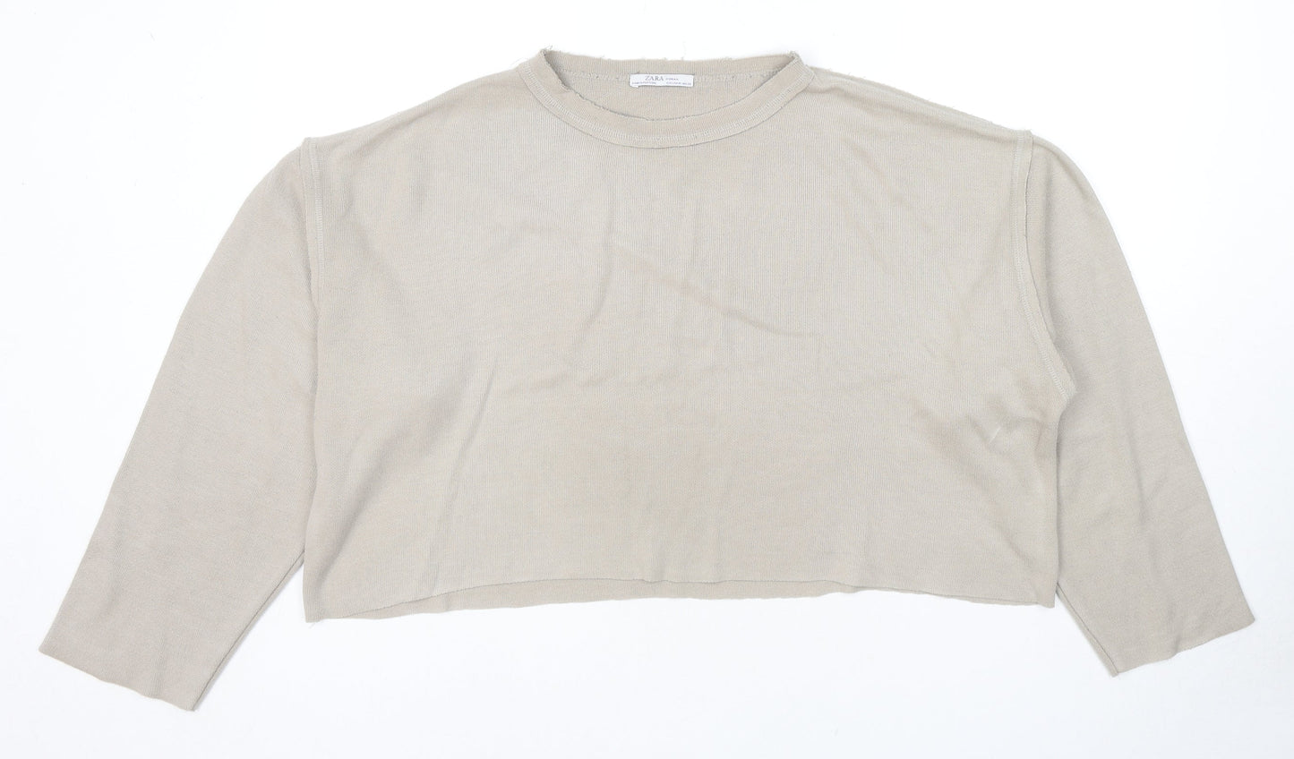 Zara Womens Beige Polyester Pullover Sweatshirt Size M Pullover