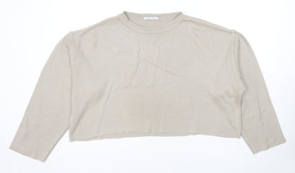 Zara Womens Beige Polyester Pullover Sweatshirt Size M Pullover